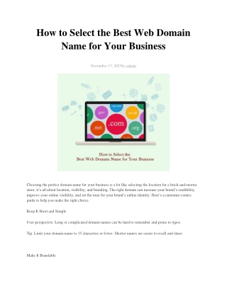How to Select the Best Web Domain Name for Business