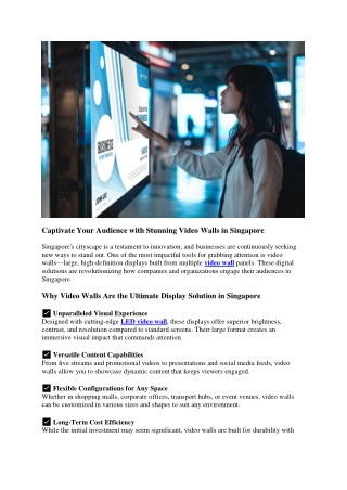 Captivate Your Audience with Stunning Video Walls in Singapore