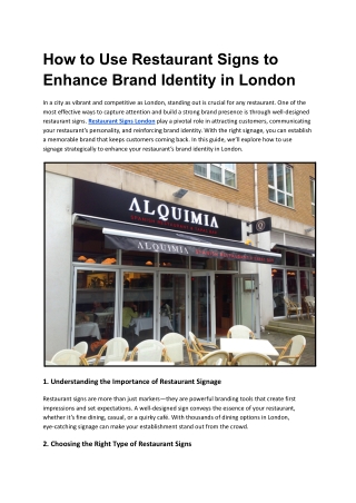 How to Use Restaurant Signs to Enhance Brand Identity in London