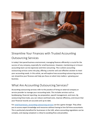 Streamline Your Finances with Trusted Accounting Outsourcing Services