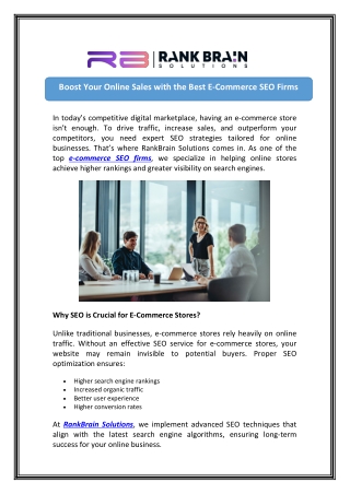 Best E-commerce SEO Services in USA - RankBrain Solutions