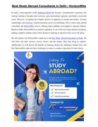 Best Study Abroad Consultants in Delhi- HorizonWits