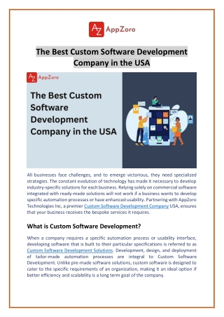 Custom Software Development Company in the US