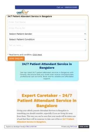 Advantages of 24/7 Patient Attendant Service in Bangalore
