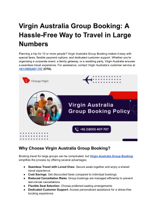 Virgin Australia Group Booking A Hassle-Free Way to Travel in Large Numbers