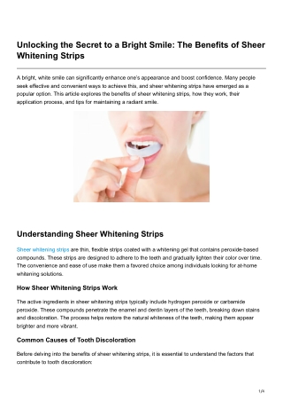 Unlocking the Secret to a Bright Smile The Benefits of Sheer Whitening Strips
