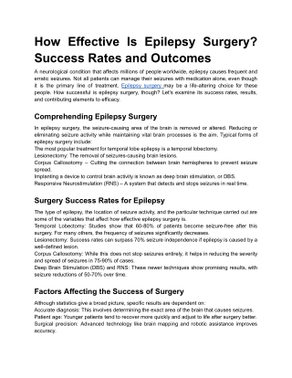 How Effective Is Epilepsy Surgery_ Success Rates and Outcomes