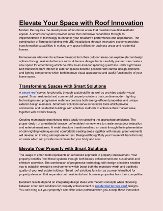 Elevate Your Space with Roof Innovation