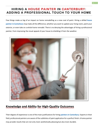 Hiring a House Painter in Canterbury Adding a Professional Touch to Your Home
