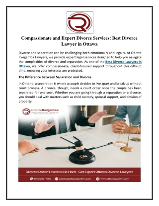 Compassionate and Expert Divorce Services - Best Divorce Lawyer in Ottawa