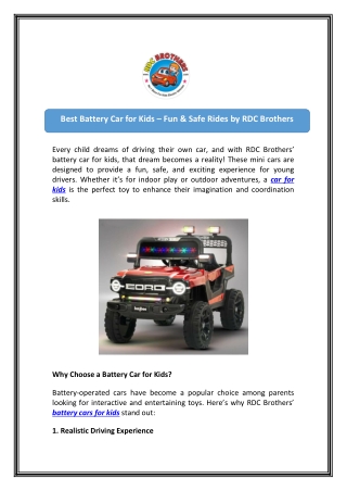 Shop Car for Kids - RDC Brothers