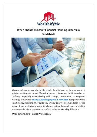 When Should I Consult Financial Planning Experts in Faridabad