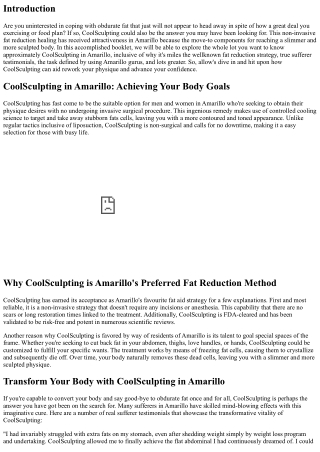 CoolSculpting for a New You: Amarillo's Best Clinics