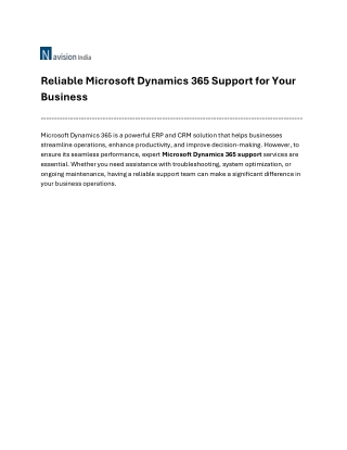Reliable Microsoft Dynamics 365 Support for Your Business