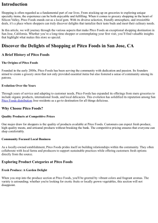 Discover the Delights of Shopping at Pitco Foods in San Jose, CA