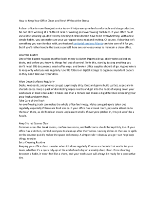 How to Keep Your Office Clean and Fresh Without the Stress