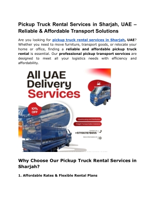 Pickup truck rental Sharjah-House shifting pickup rental