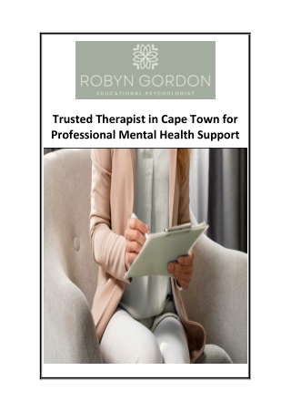 Trusted Therapist in Cape Town for Professional Mental Health Support