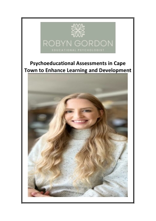Psychoeducational Assessments in Cape Town to Enhance Learning and Development