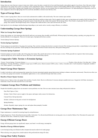 A Homeowner's Guide to Understanding Different Types of Springs in Garage Doors