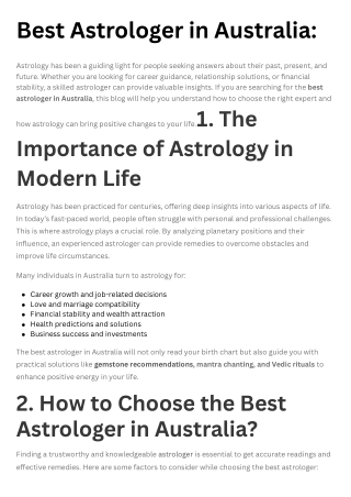 Best Astrologer in Australia