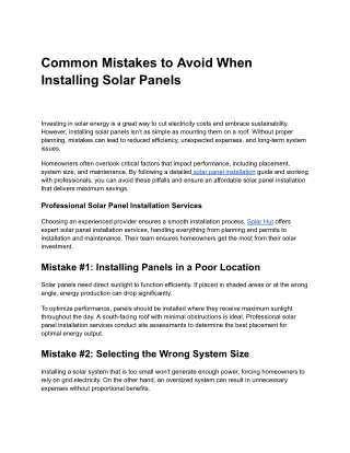 Installing Solar Panels Watch for These Errors