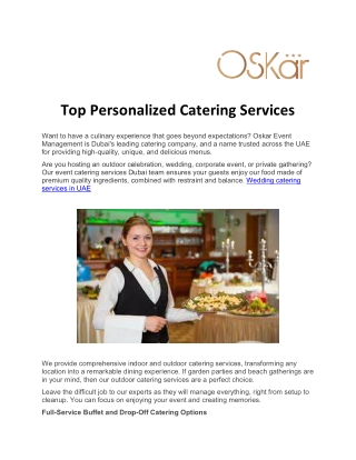 Wedding catering services in UAE