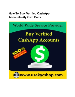 How To Buy, Verified CashApp Accounts-My Own Bank