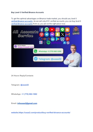 Buy Level-3 Verified Binance Accounts