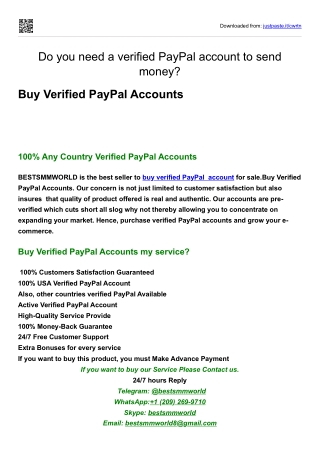 Buy Verified PayPal Accounts In This Time