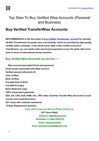 Top Sites To Buy Verified Wise Accounts (Personal and Business)