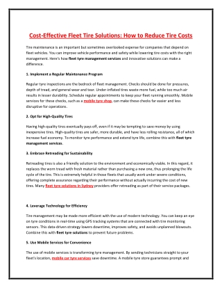 Cost-Effective Fleet Tyre Solutions: How to Reduce Tyre Costs