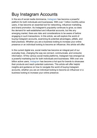 Buy Instagram Accounts