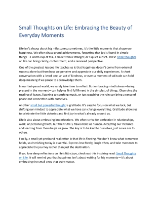 Small Thoughts on Life