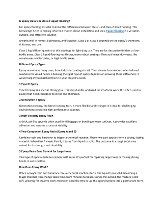 Is Epoxy Class 1 or Class 2 Liquid Flooring pdf