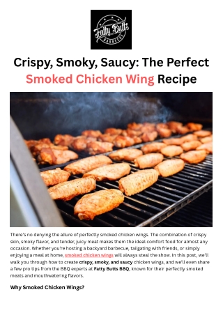 Crispy, Smoky, Saucy The Perfect Smoked Chicken Wing Recipe