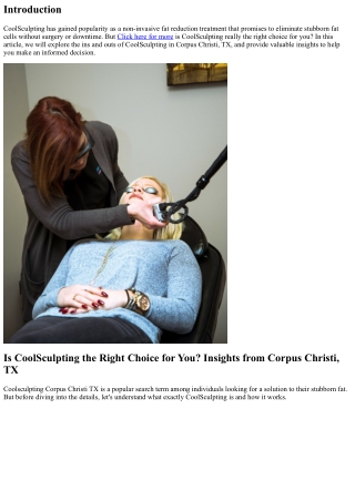 Is CoolSculpting the Right Choice for You? Insights from Corpus Christi, TX