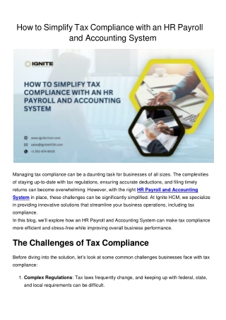 How To Simplify Tax Compliance With An HR Payroll And Accounting System