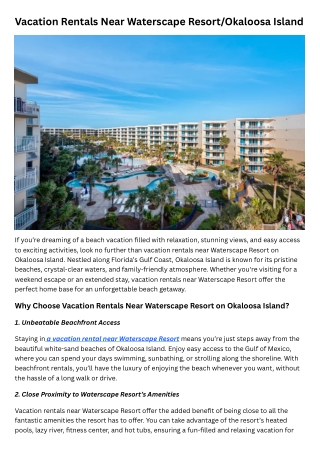 Vacation Rentals Near Waterscape ResortOkaloosa Island