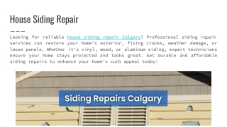 House Siding Repair Calgary