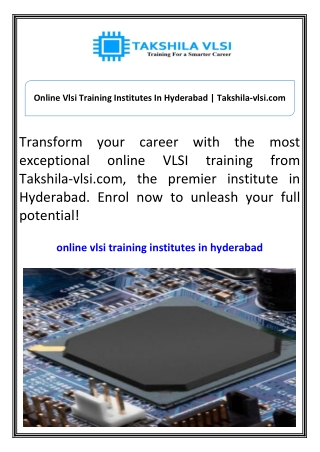 Online Vlsi Training Institutes In Hyderabad Takshila-vlsi.com