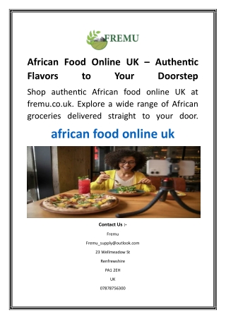 African Food Online UK – Authentic Flavors to Your Doorstep