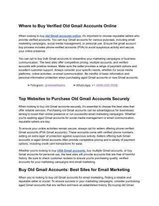 Where to Buy Verified Old Gmail Accounts Online