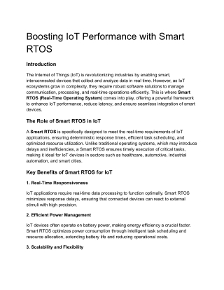 Boosting IoT Performance with Smart RTOS