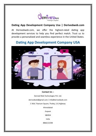 Dating App Development Company Usa  Derivedweb.com