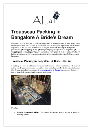 Trousseau Packing in Bangalore A Brides Dream