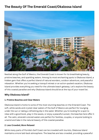 The Beauty Of The Emerald CoastOkaloosa Island