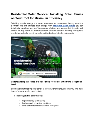 Residential Solar Service