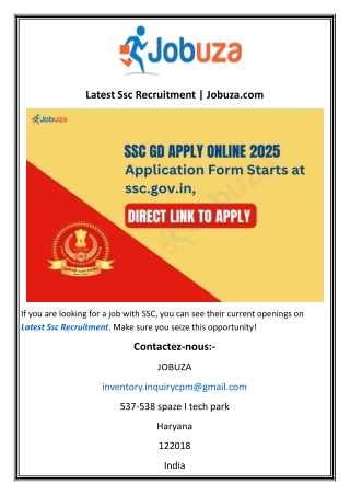 Latest Ssc Recruitment  Jobuza