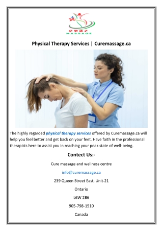 Physical Therapy Services  Curemassage.ca